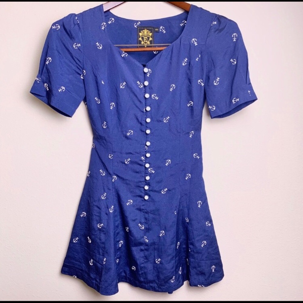 Nishe short sleeve skater pinup anchor dress